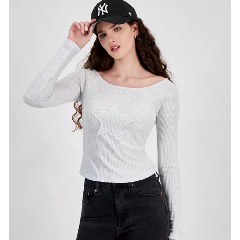 Just Polly NY Star Ribbed Sweater - Cream